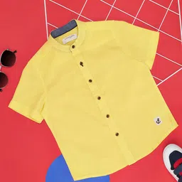 Pantaloons Junior Half Sleeves Solid Shirt - Yellow-picture-36