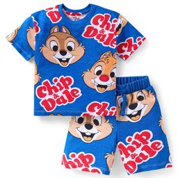 Babyhug Disney Single Jersey Knit Half Sleeves T-Shirt & Shorts Set With Chip N Dale Print - Navy Blue-image-51