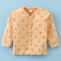 Tango Interlock Full Sleeve Front Open Jhabla  Bear Print - Yellow-28