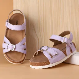 Babyoye Cross Over Straps Velcro Closure Sandals- Lavender-picture-3
