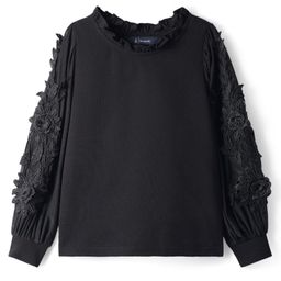 Pine Kids Woven Full Sleeves Top With Floral Embroidery - Black-image-35