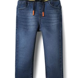 Babyhug Denim Full Length Washed Jeans With Stretch - Blue-image-99