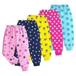KUCHIPOO Cotton Knit Pack Of 5 Hearts & Stars Printed Pajama - Pink Violet Yellow & Aqua Blue-image-82