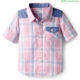 Babyoye 100% Cotton Knit Full Sleeves Checks Shirt - Blue & Pink-picture-38