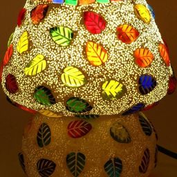 SOMIL Multicoloured Textured Glass Cylindrical Shaped Table Lamp-image-75