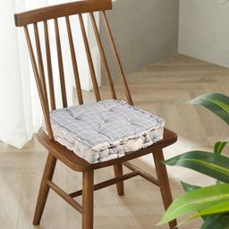 Kuber Industries Soft & Comfortable Cotton Chair Cushions for Sitting | Pillow for Office Work & Posture Support | Sitting Cushion & Back Rest for Chair | Check Print -Light Grey image 2