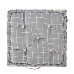 Kuber Industries Soft & Comfortable Cotton Chair Cushions for Sitting | Pillow for Office Work & Posture Support | Sitting Cushion & Back Rest for Chair | Check Print -Light Grey image 3