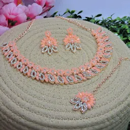 VATSALYA creation Rose Gold-Plated Artificial Stones Alloy Jewellery Set-image-78