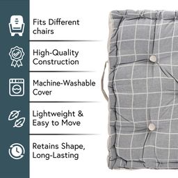 Kuber Industries Soft & Comfortable Cotton Chair Cushions for Sitting | Pillow for Office Work & Posture Support | Sitting Cushion & Back Rest for Chair | Check Print -Light Grey image 5