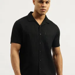 United Colors of Benetton Men Relaxed Fit Textured Cuban Collar Cotton Casual Shirt-picture-15