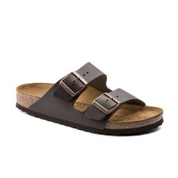 Birkenstock Unisex Brown Arizona Natural Leather Regular Width Flats-image-93