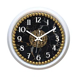 Aura White & Gold-Toned Printed Contemporary Wall Clock-image-72