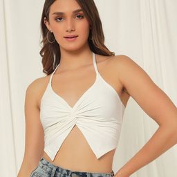 BAESD Women Halter Neck Ruched Bralette Crop Top-image-34