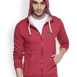 Campus Sutra Maroon Hooded Sweatshirt-image-96