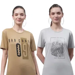 Vimal Jonney Beige & Grey Cotton Printed T-Shirt - Pack Of 2-picture-41