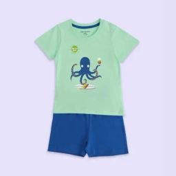 Pantaloons Baby Green & Blue Cotton Printed T-Shirt Set-image-34