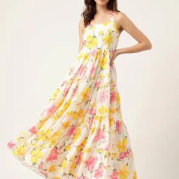 Divena Multicolor Cotton Floral Print Maxi Dress-image-4