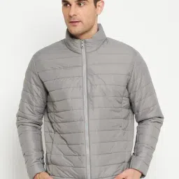 Cantabil Grey Regular Fit Quilted Jacket-picture-13