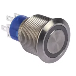 RS PRO Illuminated Push Button Switch Momentary 22.2 mm Cutout DPDT Yellow LED 250 V AC, 1759672-13