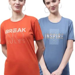 Vimal Jonney Orange & Blue Cotton Printed T-Shirt - Pack Of 2-picture-19