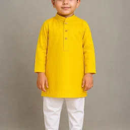 Qtsy Boys Solid Cotton Kurta with Pyjama-picture-2