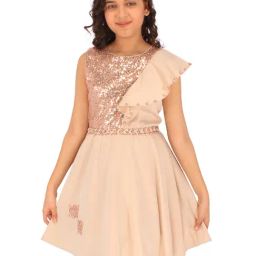 Cutecumber Kids Beige Embellished Dress-image-40