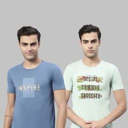 Vimal Jonney Blue & Mint Green Printed Lounge T-Shirt - Pack of 2-image-33