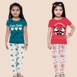 Veecap Girls Pack of 2 Printed T-shirt with Pyjamas-image-85