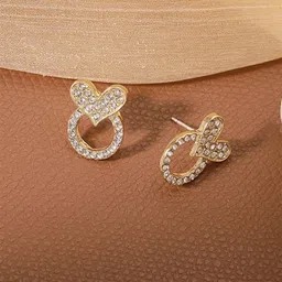 Softwrap Stainless Steel Gold-Plated Artificial Stones Studded Heart Shaped Studs-26