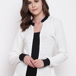 Belle Fille Women Off-White Solid Open Front Shrug-54