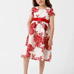 Kate & Oscar Kids Red & White Floral Print Dress-picture-46