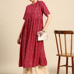 Anouk Women Bandhani Foil Printed Kurta-picture-5