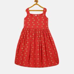 Kiddopanti Kids Red Printed Dress-image-46