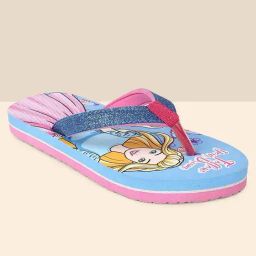 Kidsville Barbie Printed Sky Blue & Pink Flip Flops-image-21
