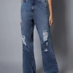 High Star Blue Regular Fit High Rise Jeans-image-62