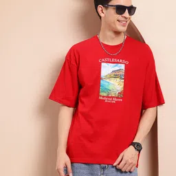 Mast & Harbour Men Printed Oversized T-shirt-image-58