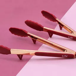 iLife Non-Stick Steel Kitchen Tongs for Barbecue, Cooking, Grilling & Frying 2 Pack(9+12 Inch) Red-38