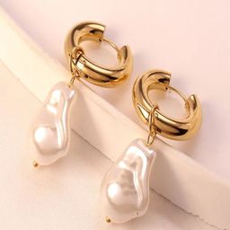 TEULRIP Gold Plated Pearls Beads Beaded Contemporary Drop Earrings-1