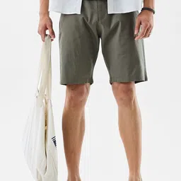 Snitch Men Snitch Olive Mid-Rise Regular Fit Shorts-image-92