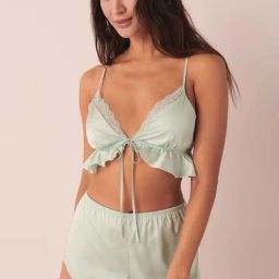 La Vie En Rose Green Lace Work Two Piece Lounge Set-image-28