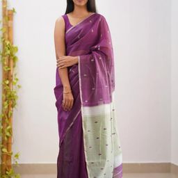 SHOPONBIT Women Wine & Parrot Poly Silk Saree-image-30