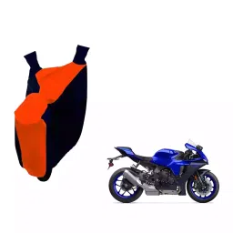 Auto Pearl Waterproof Two Wheeler Cover For Yamaha YZF R1 (Orange & Blue)-image-83
