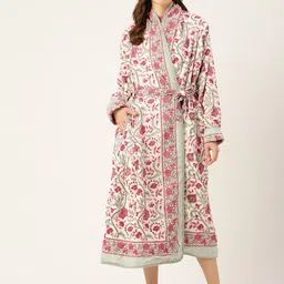 Jaipur Morni Printed Quilted Reversible Pure Cotton Bath Robe-picture-28