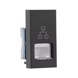 Legrand Telephone Socket RJ45 Cat- 6 UTP with Shutter Allzy 1 Module Matt Black, 6812 32 (Pack of 20 Pcs)-48
