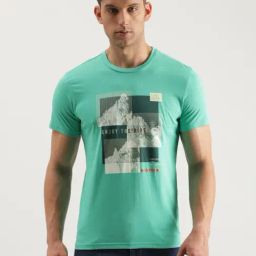 Lee Mint Green Slim Fit Graphic Print Crew T-Shirt-image-70