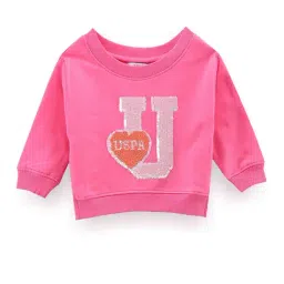 U.S. Polo Assn. Kids Pink Embellished Full Sleeves Sweatshirt-picture-48