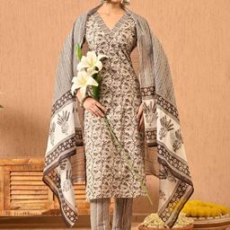 Anouk Rustic Women Floral Printed Pure Cotton Kurta with Trousers & Dupatta-picture-10