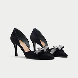 Oroh Women Suede Party Slim Heel Pumps with Bows-12