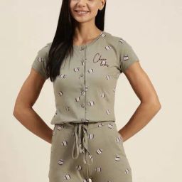Sweet Dreams Grey Cotton Graphic Print Romper-image-71