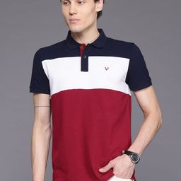 Allen Solly Colourblocked Polo Collar Regular Fit T-shirt with Hem Slits-image-84